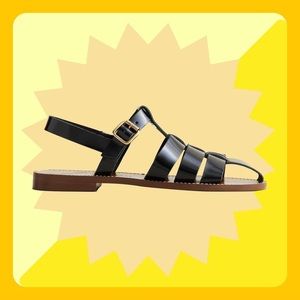 J. Crew Fisherman Sandals Black Patent 11